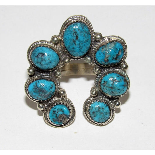 Navajo Naja Ring Size 7 Kingman Turquoise Statement Ring