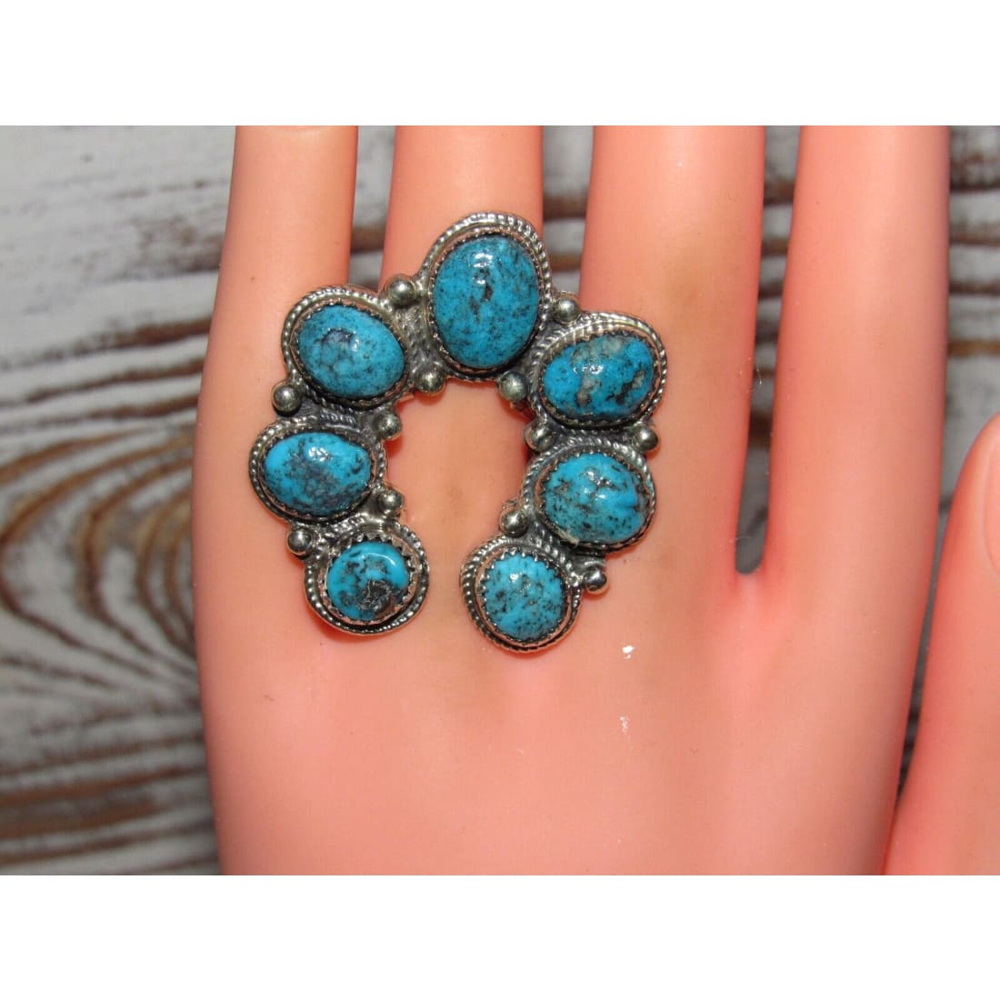 Navajo Naja Ring Size 7 Kingman Turquoise Statement Ring