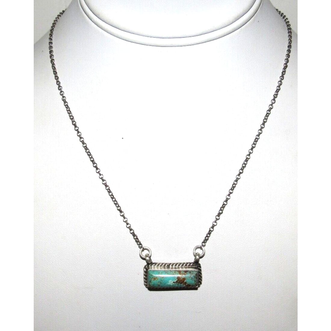 Navajo Number 8 Turquoise Bar Necklace Sterling Silver