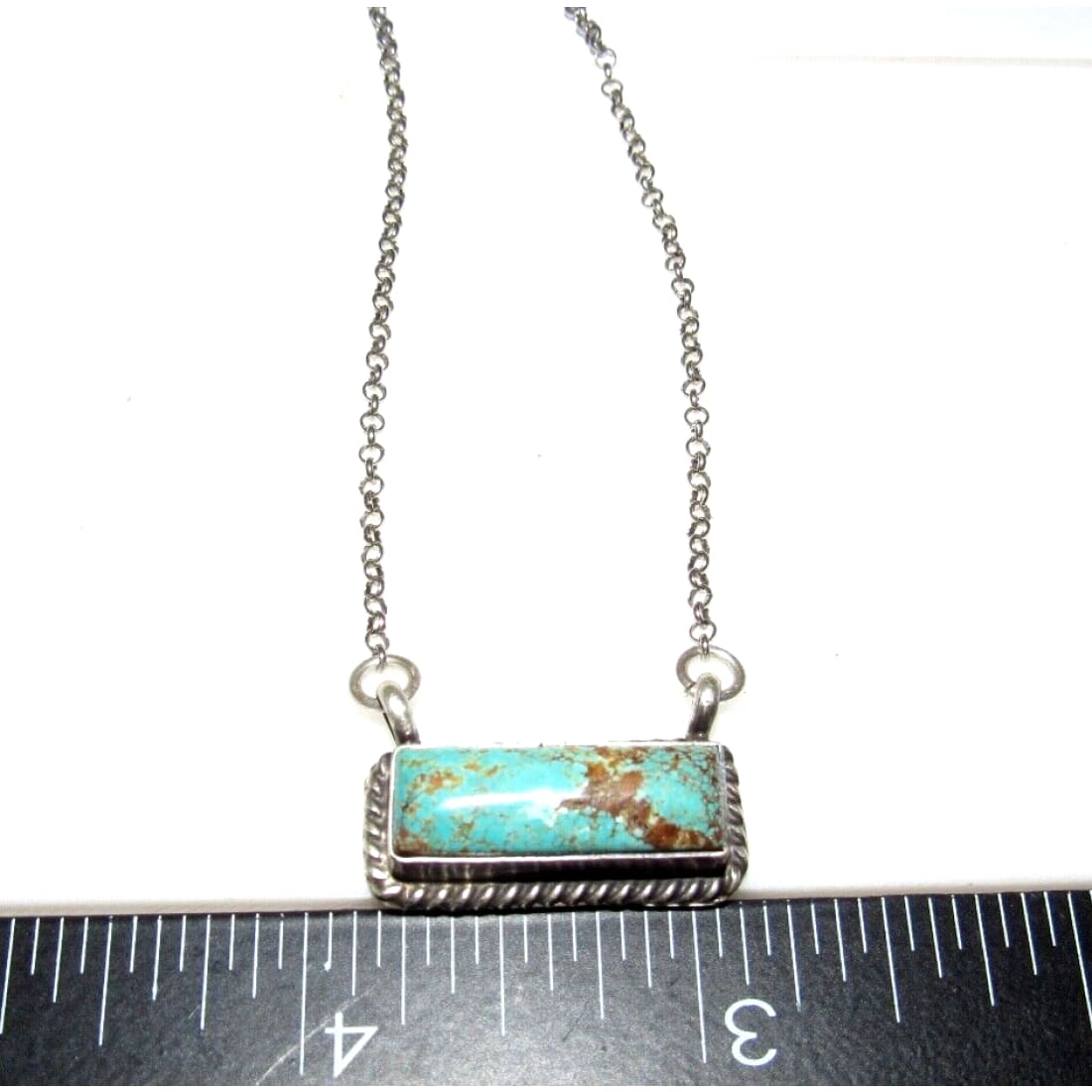 Navajo Number 8 Turquoise Bar Necklace Sterling Silver