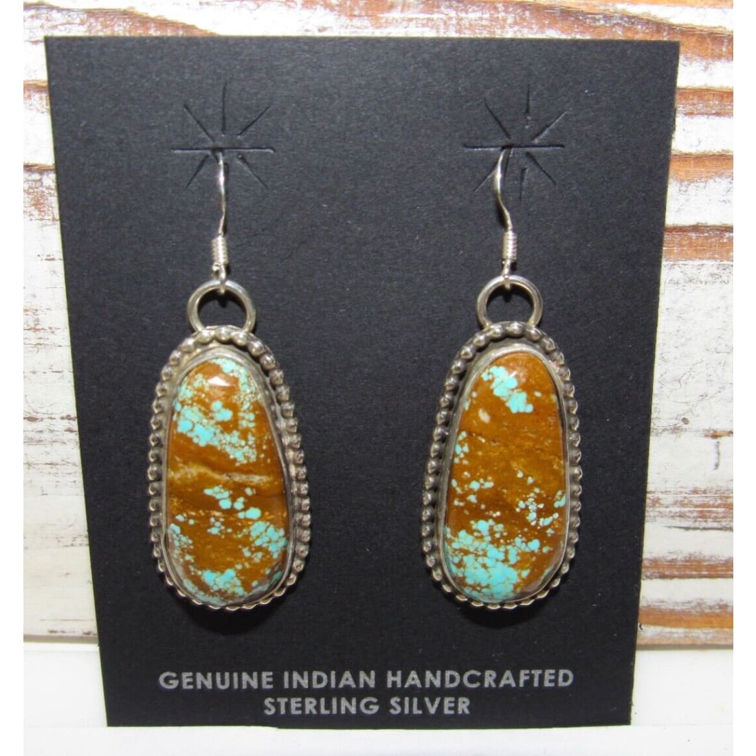 Navajo Number 8 Turquoise Dangle Earrings Sterling L Hurley