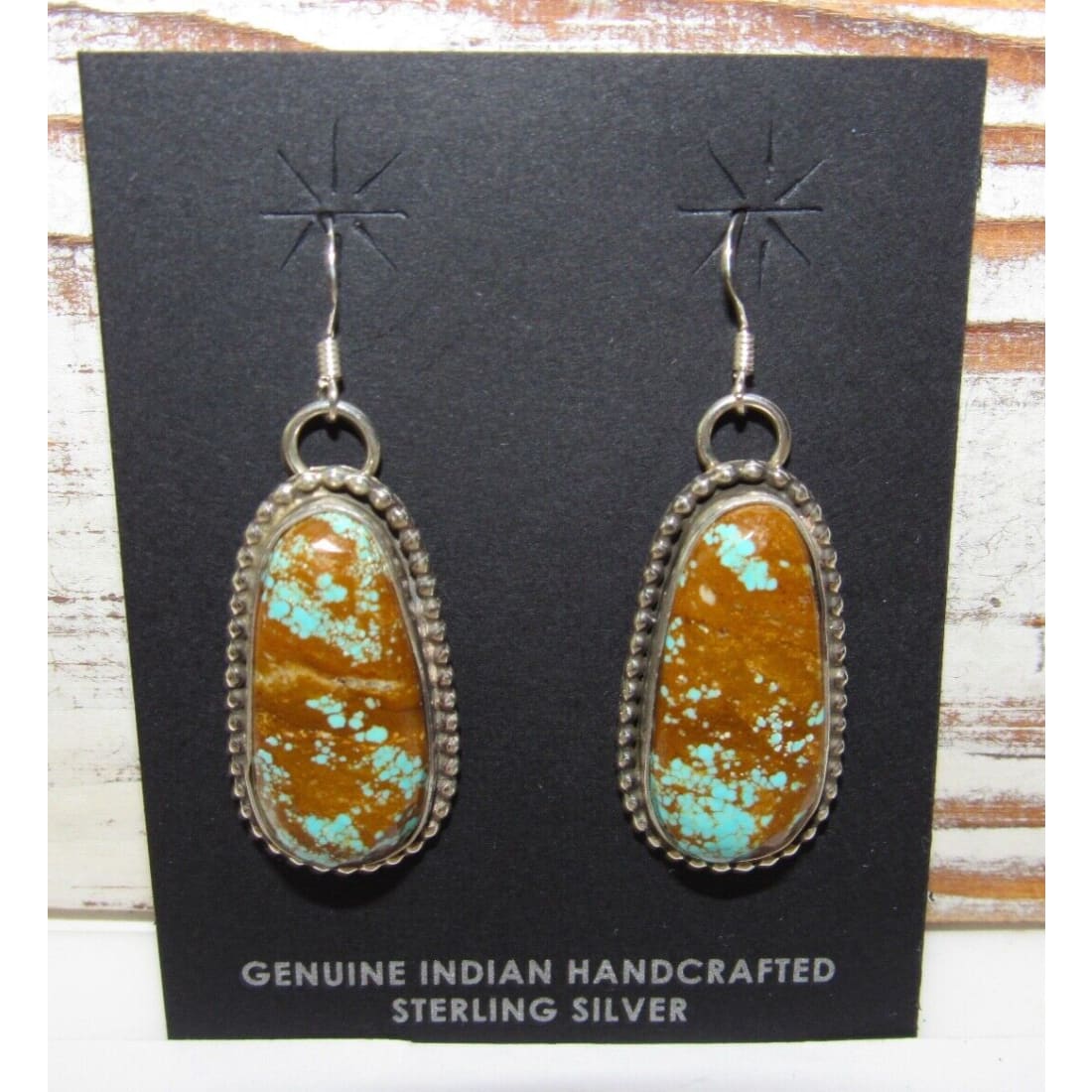 Navajo Number 8 Turquoise Dangle Earrings Sterling L Hurley