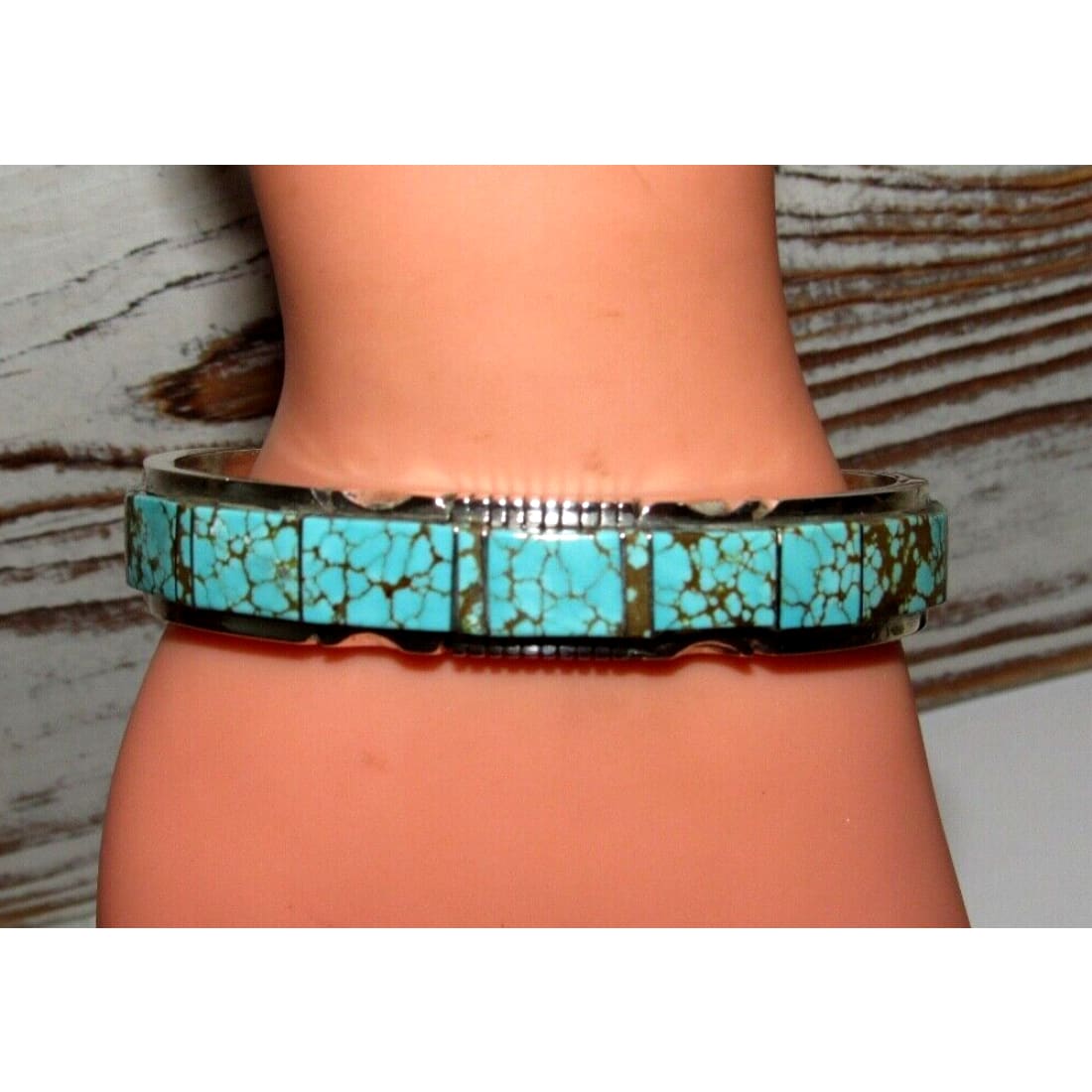 Navajo Number 8 Turquoise Inlay Cuff Bracelet Steve
