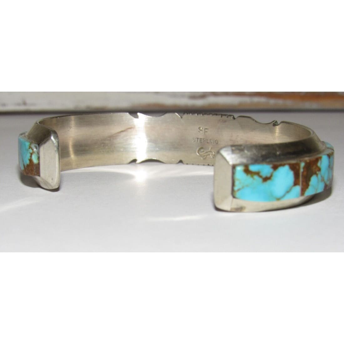 Navajo Number 8 Turquoise Inlay Cuff Bracelet Steve
