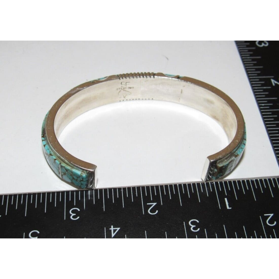 Navajo Number 8 Turquoise Inlay Cuff Bracelet Steve
