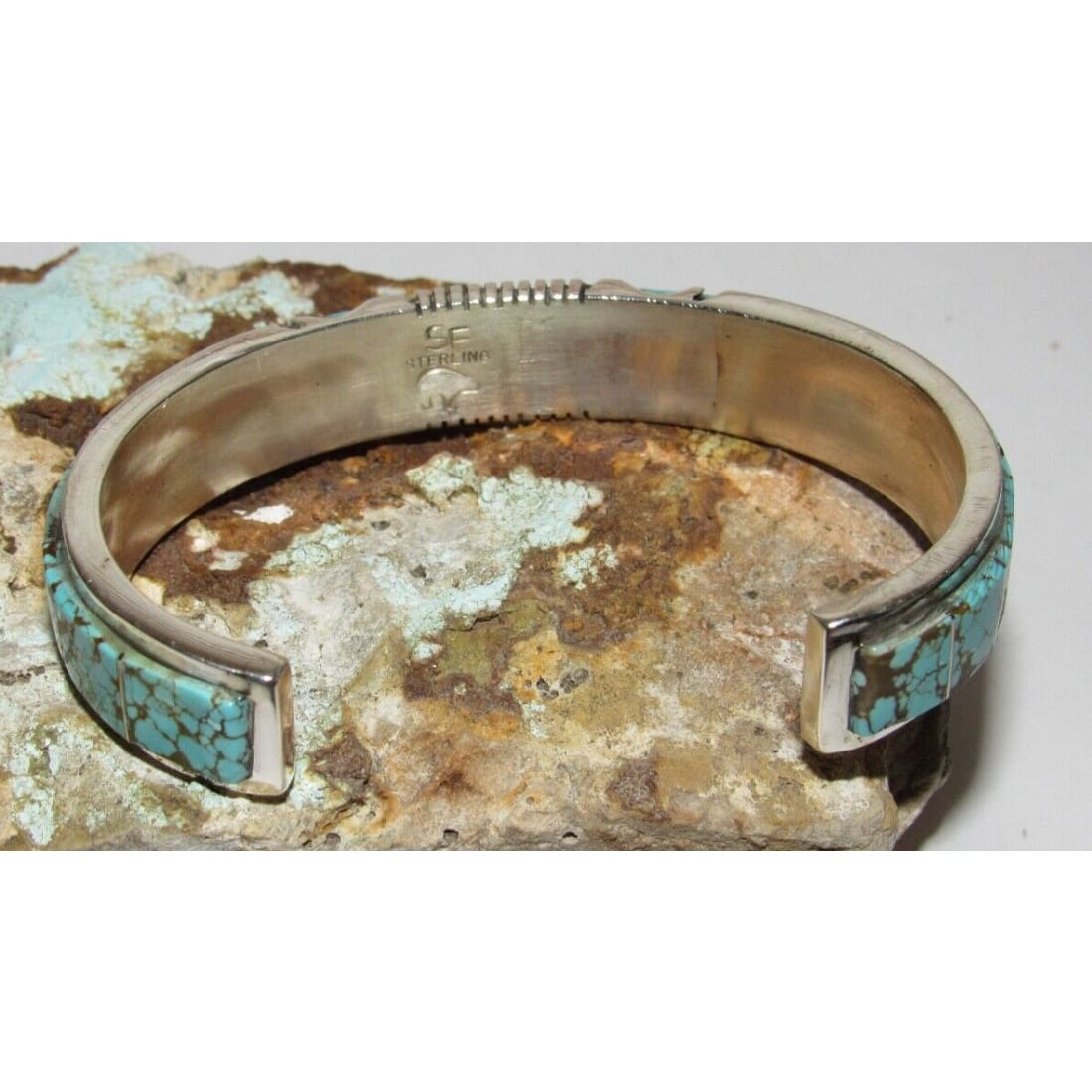 Navajo Number 8 Turquoise Inlay Cuff Bracelet Steve
