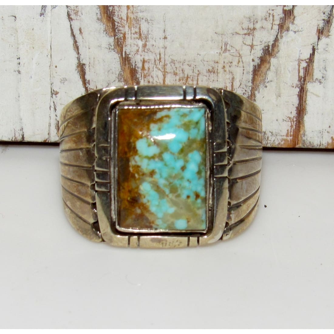 Navajo Number 8 Turquoise Ring Sz 11.5 Sterling Silver Band