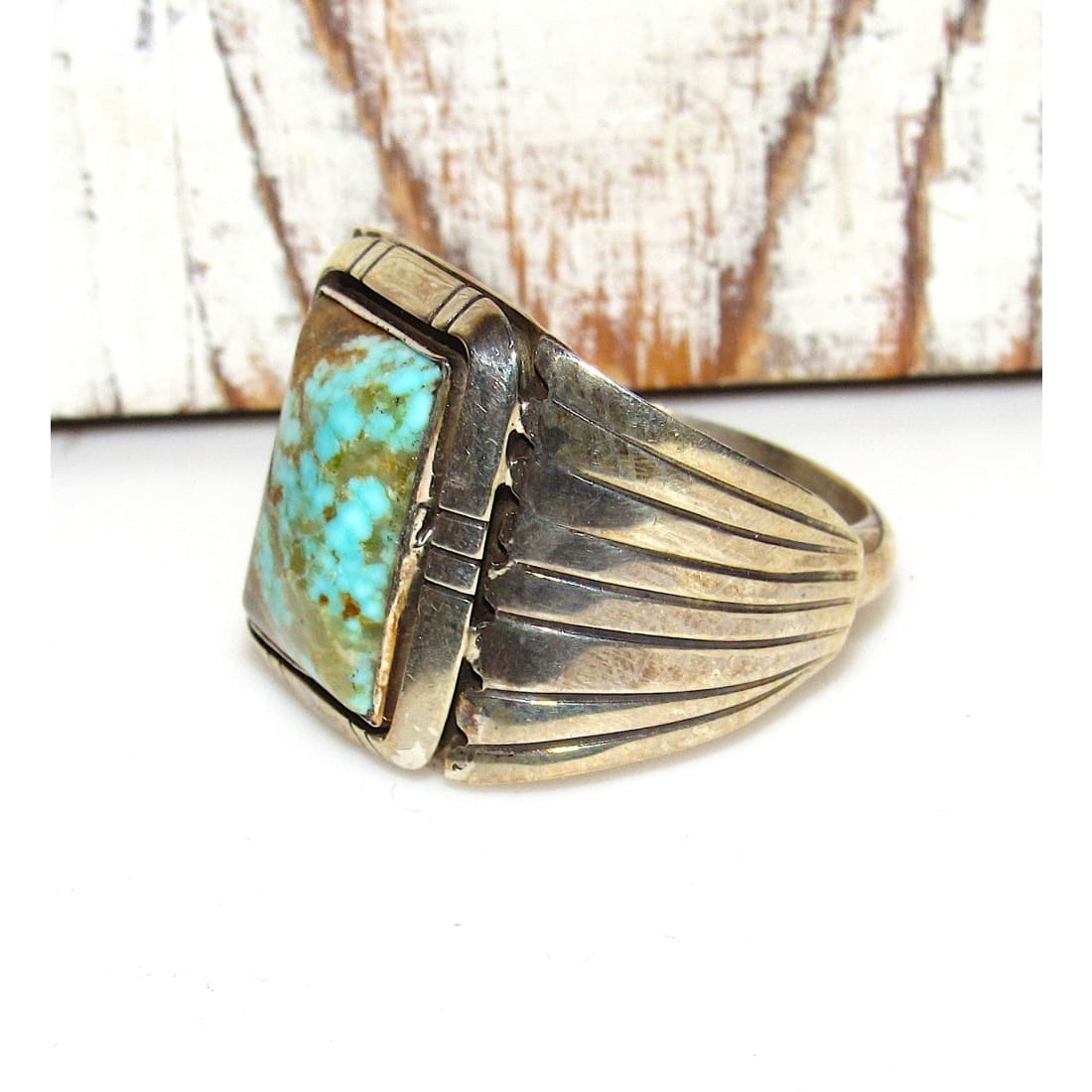 Navajo Number 8 Turquoise Ring Sz 11.5 Sterling Silver Band