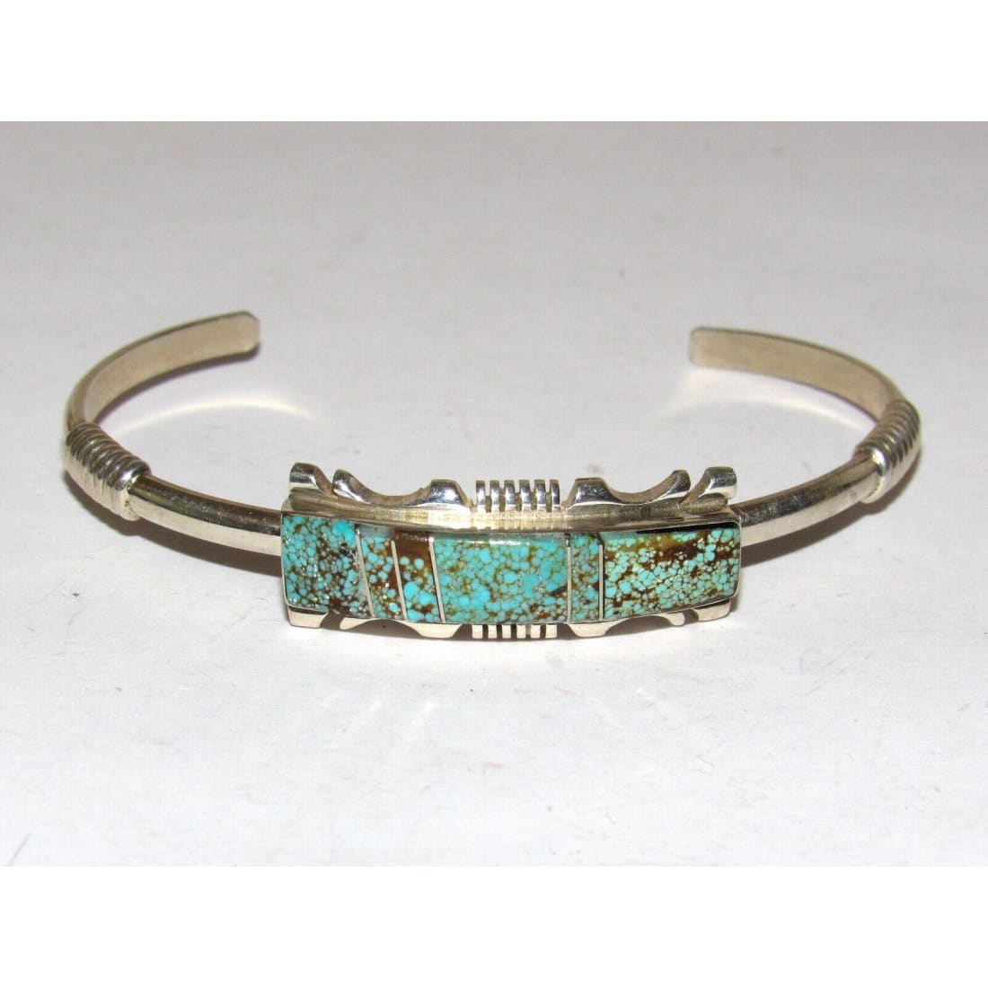 Navajo Number 8 Turquoise Stacker Cuff Bracelet Sterling