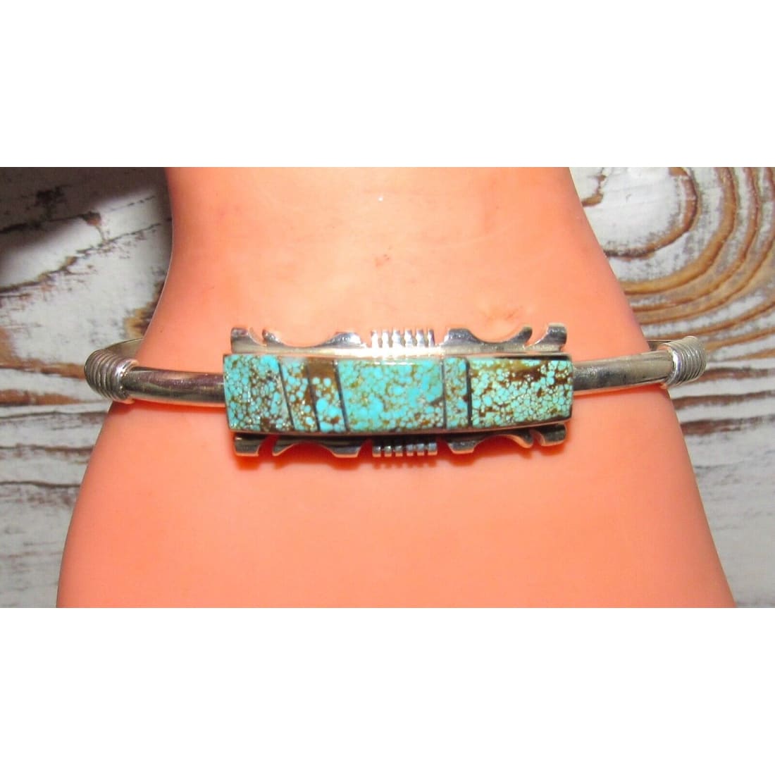 Navajo Number 8 Turquoise Stacker Cuff Bracelet Sterling