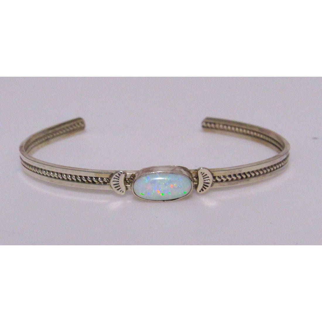 Navajo Opal Bracelet Stacker Sterling Silver Cuff Native