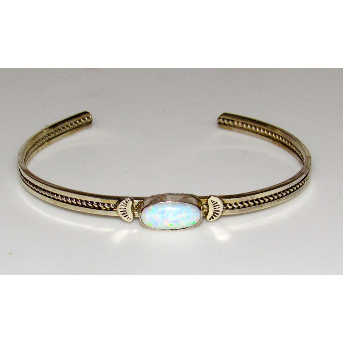 Navajo Opal Bracelet Stacker Sterling Silver Cuff Native