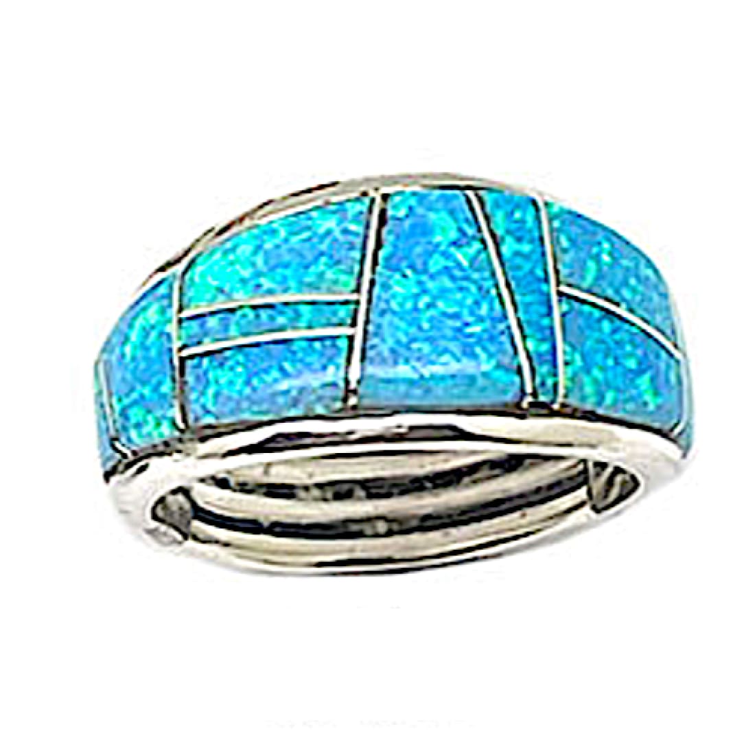 Navajo Opal Inlay Ring Sz 9 Sterling Silver Edison Yazzie