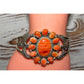 Navajo Orange Spiny Cluster Cuff Bracelet Stering Silver Art