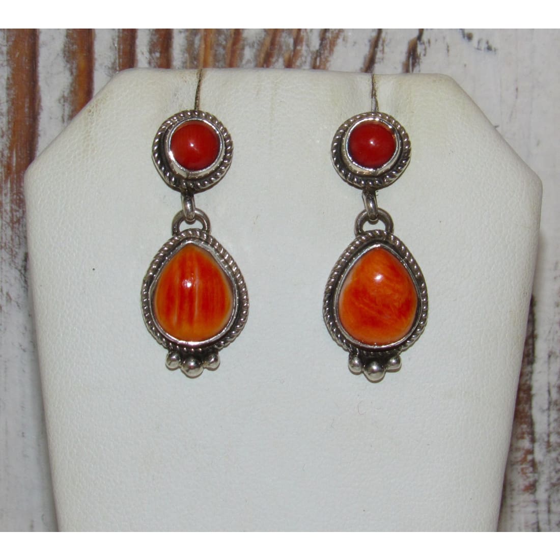 Navajo Orange Spiny Coral Earrings M. James - Jewelry &