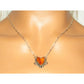 Navajo Orange Spiny Heart Bar Necklace Sterling Silver