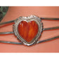 Navajo Orange Spiny Heart Bracelet Stacker Sterling Silver