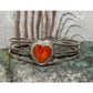 Navajo Orange Spiny Heart Bracelet Stacker Sterling Silver