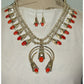 Navajo Orange Spiny Squash Blossom Necklace & Earrings Set