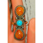 Navajo Orange Spiny Turquoise Ring Sz 7.5 Adjustable M.