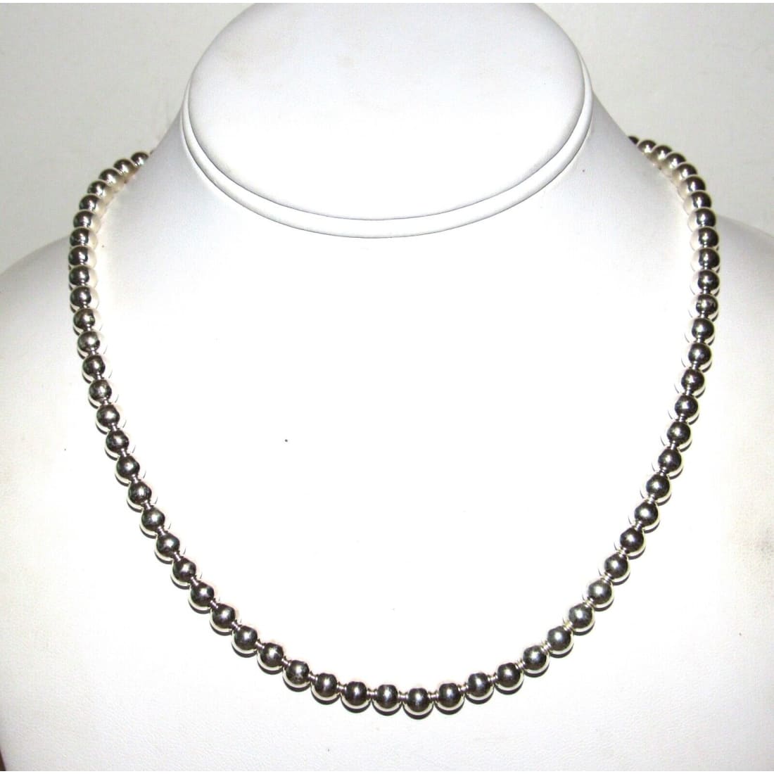 Navajo Pearls Necklace Sterling Silver 6mm Beads Necklace