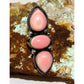 Navajo Pink Conch Cluster Ring Size 7 Adjustable Sterling
