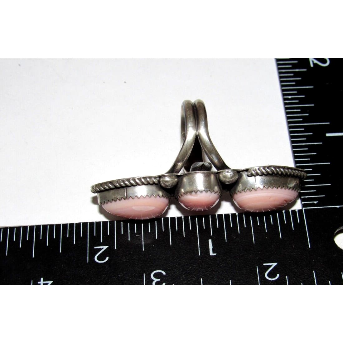 Navajo Pink Conch Cluster Ring Size 7 Adjustable Sterling