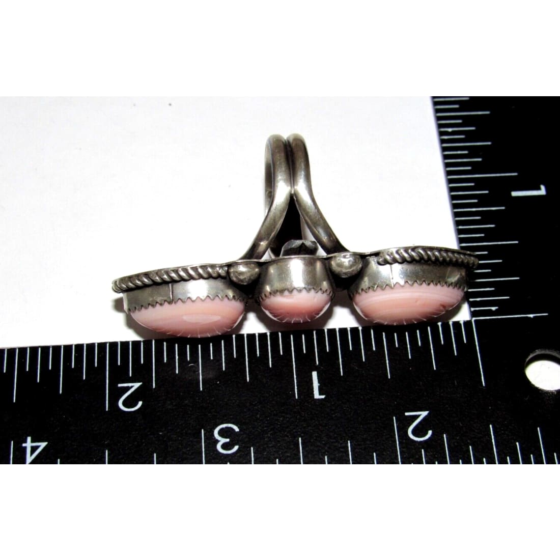 Navajo Pink Conch Cluster Ring Size 7 Adjustable Sterling