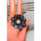 Navajo Pink Conch Flower Statement Ring Size 8 Sterling