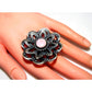Navajo Pink Conch Flower Statement Ring Size 9 Sterling