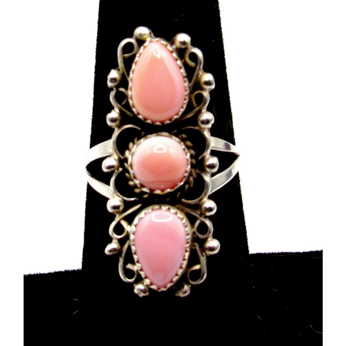 Navajo Pink Conch Ring Size 6.5 Sterling Silver J. Kee