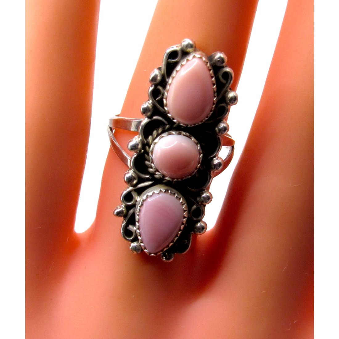 Navajo Pink Conch Ring Size 6.5 Sterling Silver J. Kee