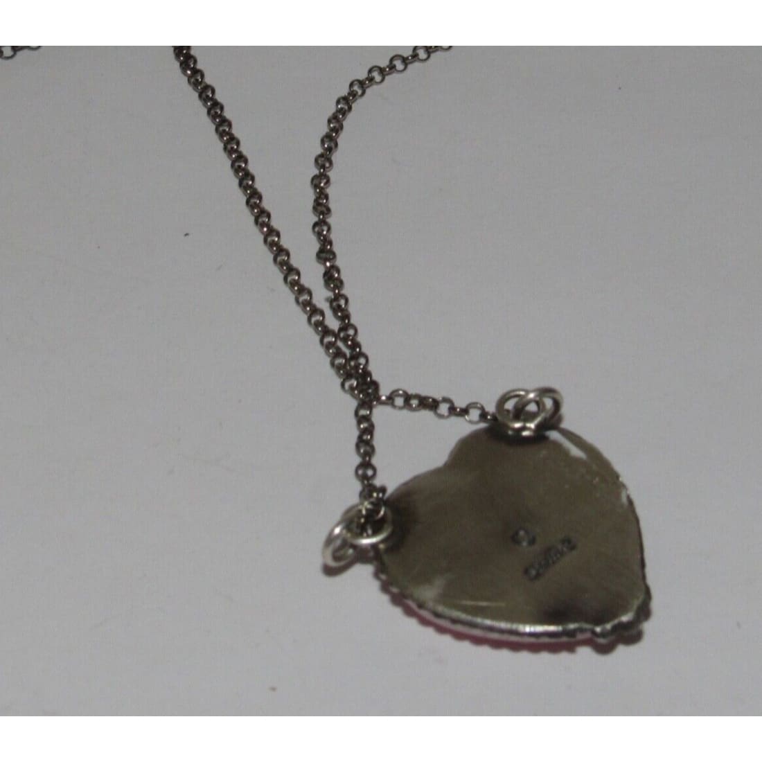 Navajo Pink Conch Shell Heart Bar Necklace Sterling Silver