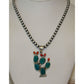 Navajo Prickly Pear Cactus Pendant Sterling Turquoise Red