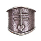 Navajo Kevin Yazzie Pueblo Cross Ring Size 8 Sand Cast Tufa