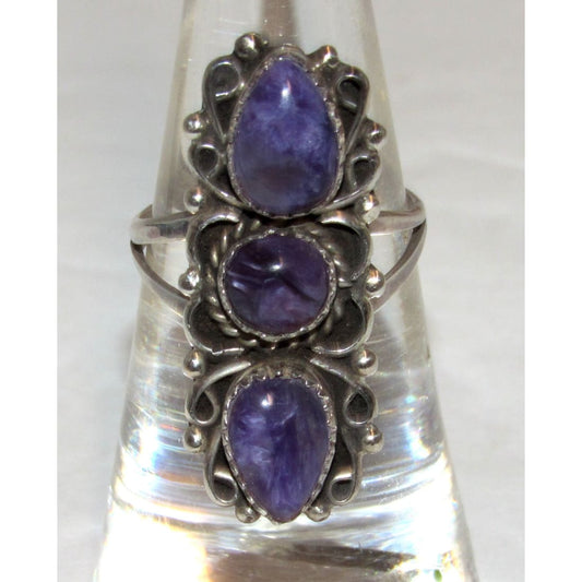 Navajo Purple Charoite Ring Size 6.5 Sterling Silver J. Kee