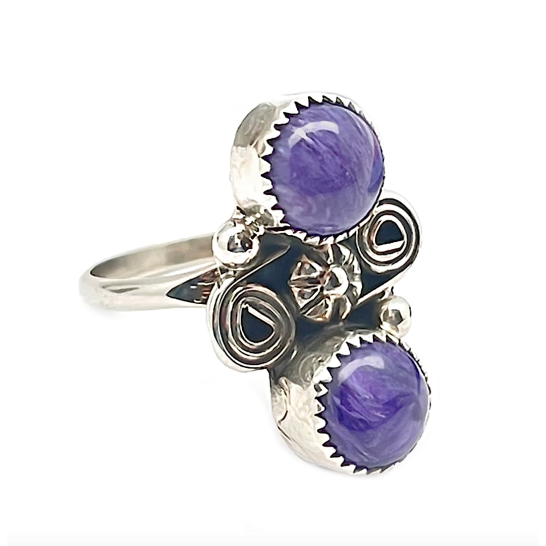 Navajo Purple Charoite Ring Sz 6.5 Sterling Silver Ron