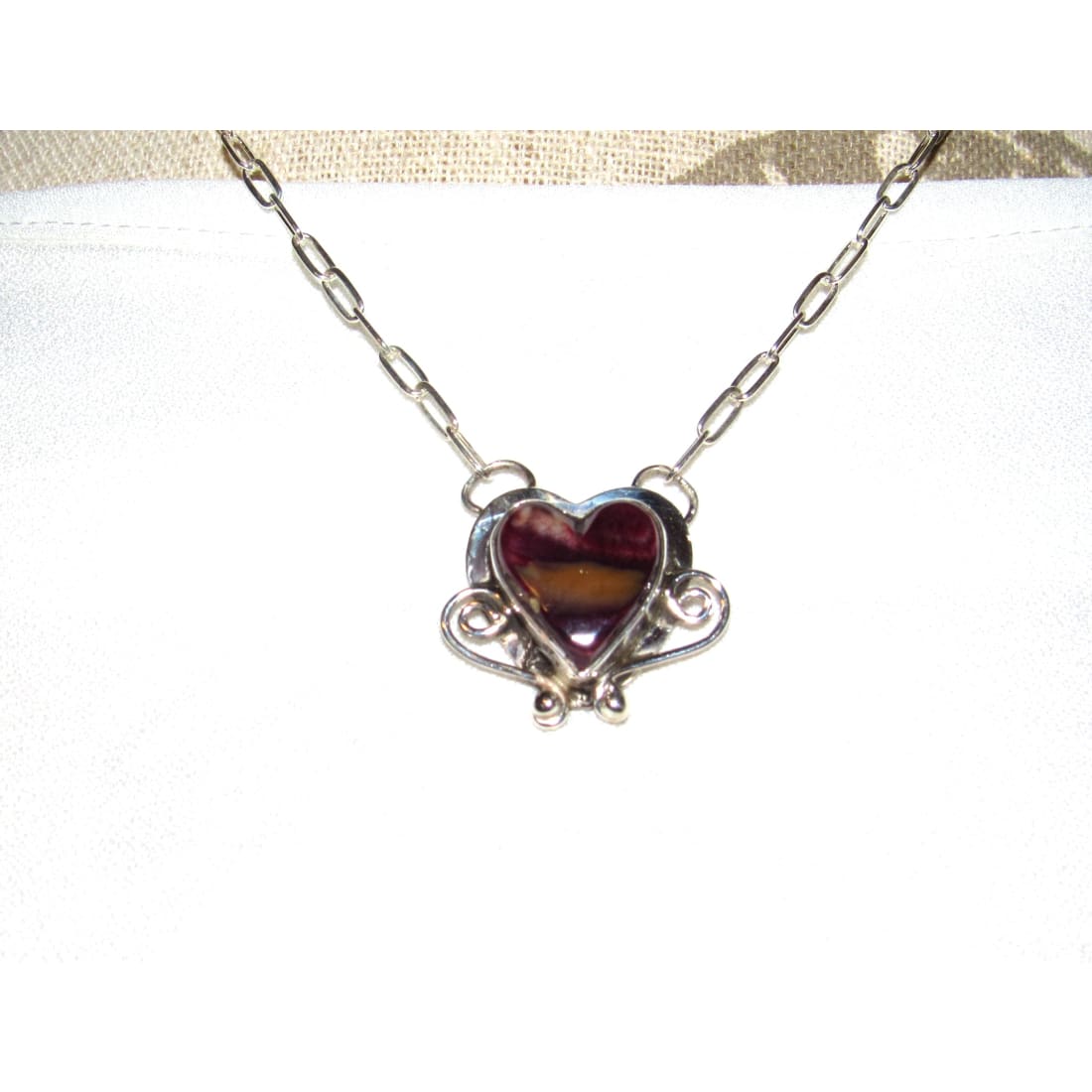 Navajo Purple Spiny Heart Bar Necklace Sterling Silver