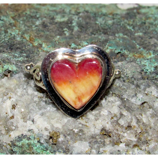 Navajo Purple Spiny Heart Ring Sz 7.5 Sterling Silver