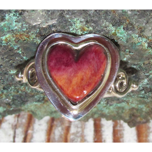 Navajo Purple Spiny Heart Ring Sz 9.5 Sterling Silver