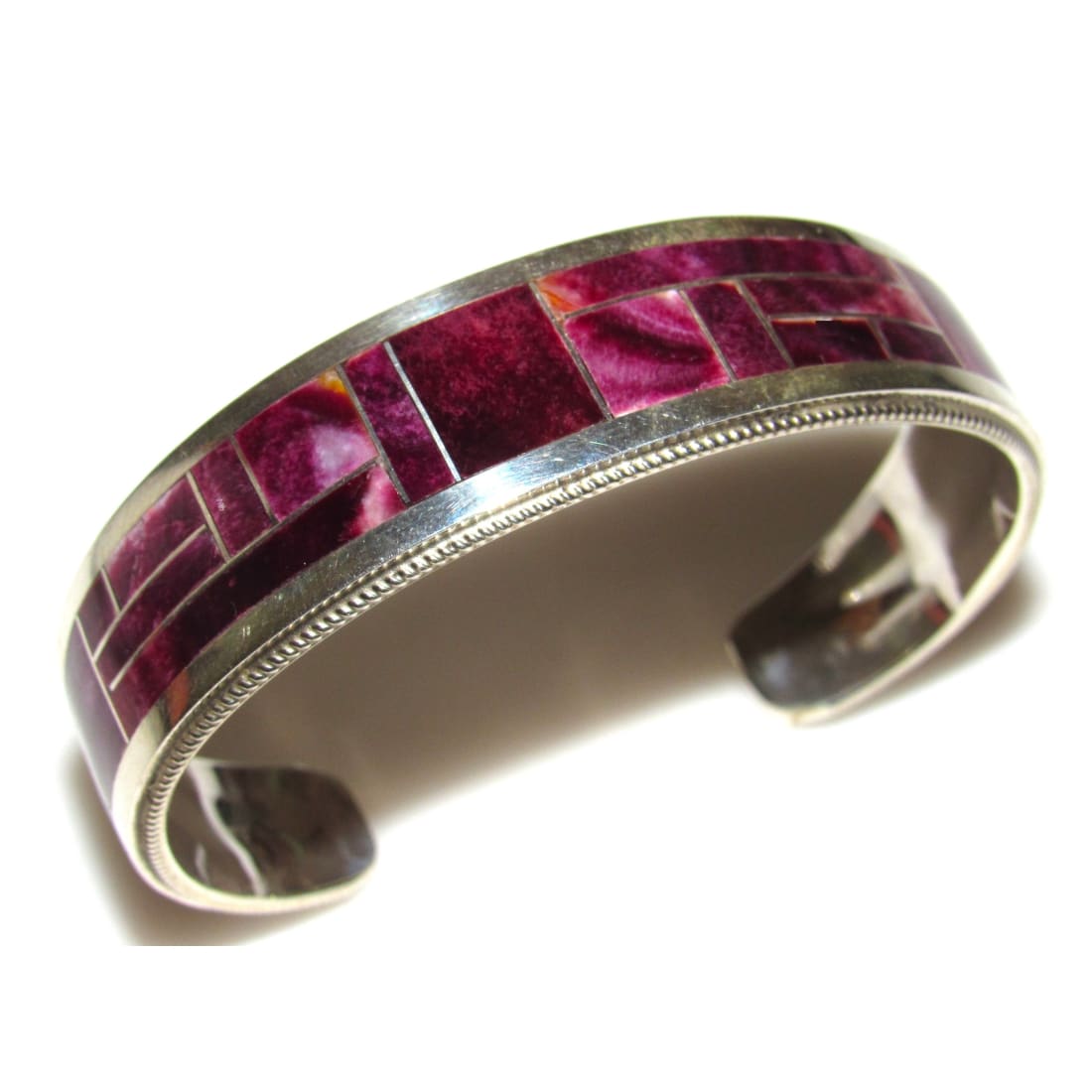 Navajo Purple Spiny Inlay Stacker Cuff Bracelet Sterling R.