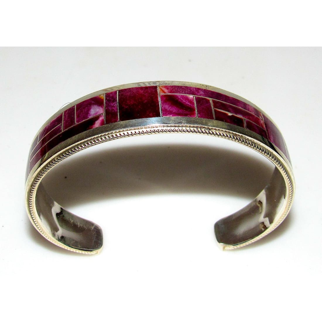 Navajo Purple Spiny Inlay Stacker Cuff Bracelet Sterling R.