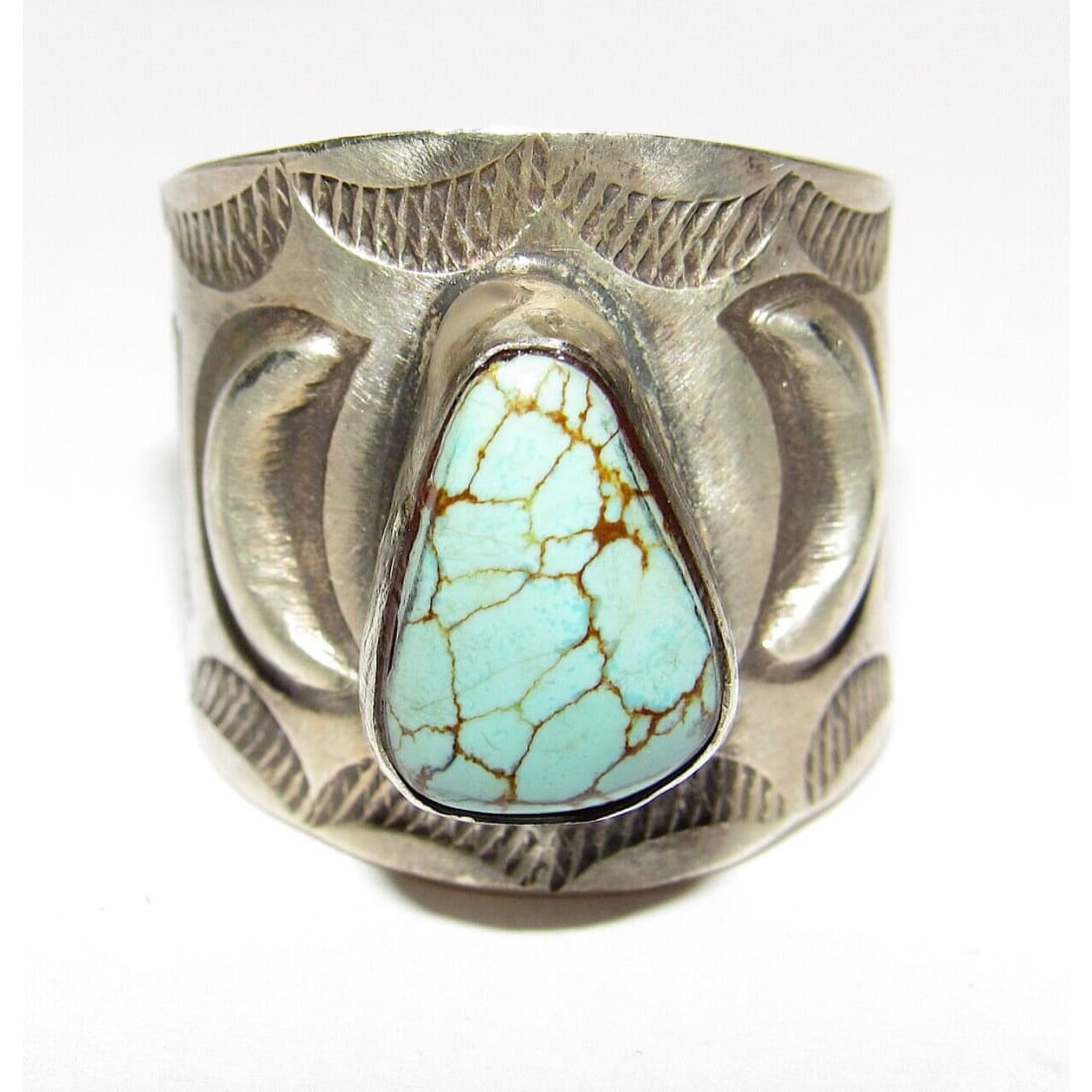 Navajo R.Willie Dry Creek Turquoise Ring Sz 8 Sterling