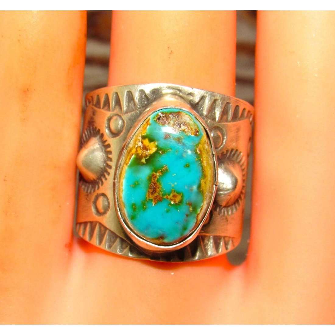 Navajo R.Willie Royston Turquoise Ring Sz 9 Sterling Silver