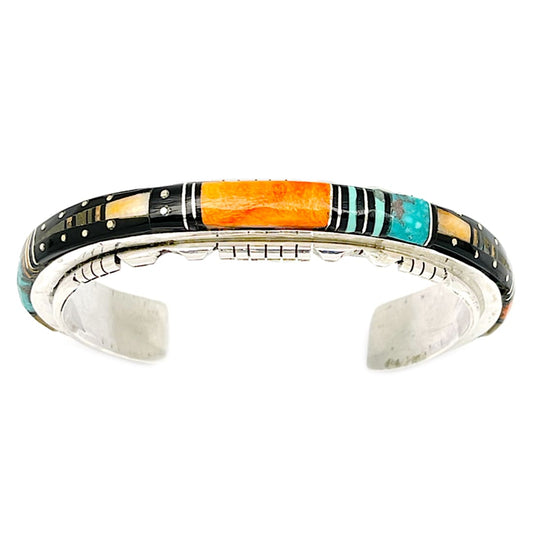 Navajo Ray Jack Inlay Bracelet Sterling Silver Turquoise