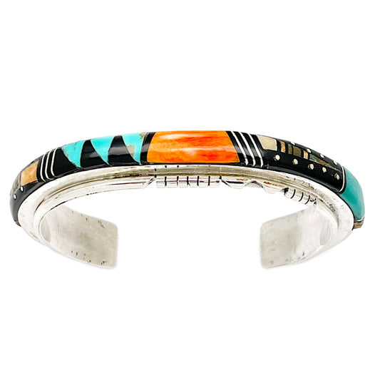 Navajo Ray Jack Inlay Bracelet Sterling Silver Turquoise