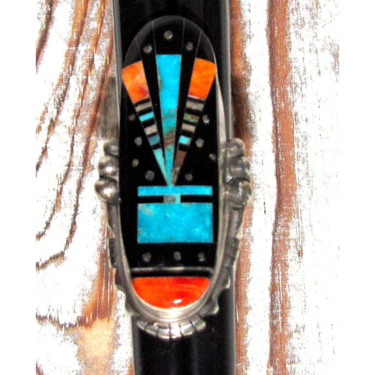 Navajo Ray Jack Inlay Turquoise Atomic Kachina Sterling