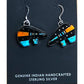 Navajo Ray Jack Turquoise Coral Jet Inlay Bear Earrings