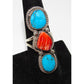 Navajo Red Orange Spiny Turquoise Statement Ring Sz 7.5