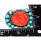 Massive Navajo Red Spiny Turquoise Cluster Ring Sz 8 